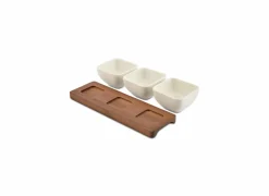 Aperoset Cucina 4-delig  25x8x6,5cm - stoneware - wit