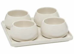 Aperoset Nora 5st Ø21x6,80cm - aardewerk - wit