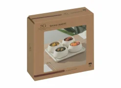 Aperoset Nora 5st Ø21x6,80cm - aardewerk - wit