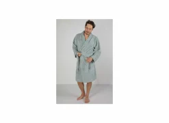 Badjas M flanel sea green