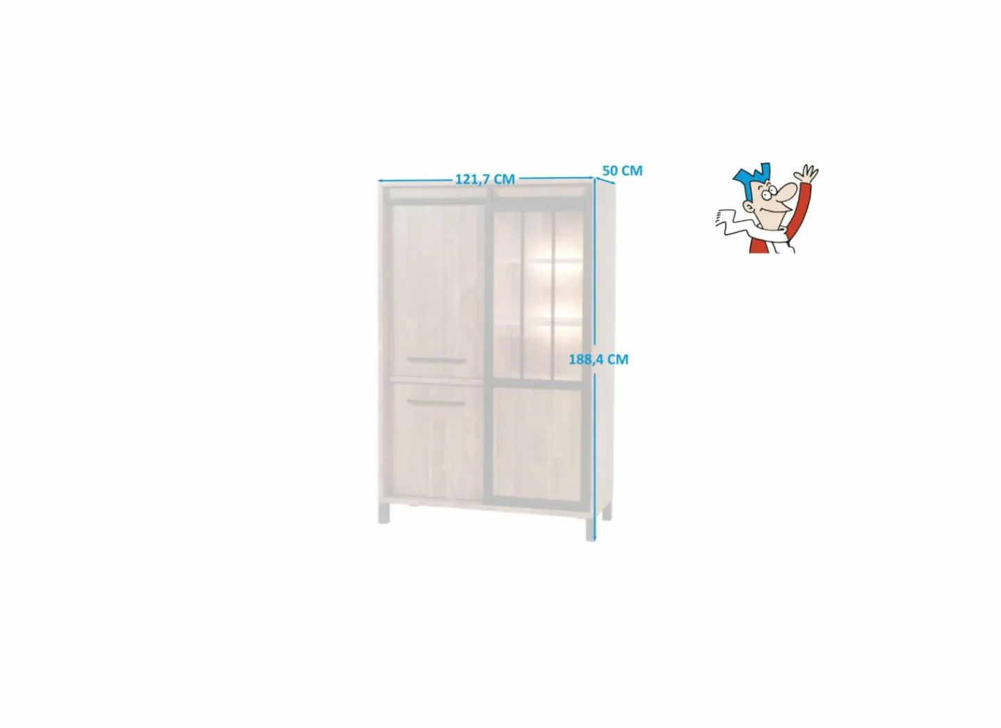 Barkast 122cm  decor - old teak & matt black