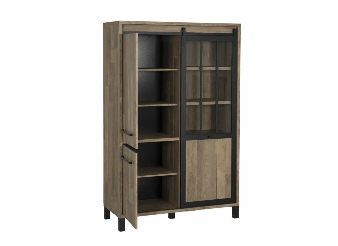 Barkast 122cm  decor - old teak & matt black