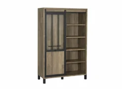 Barkast 122cm  decor - old teak & matt black