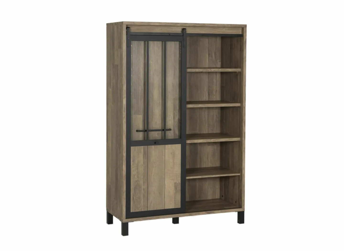 Barkast 122cm  decor - old teak & matt black