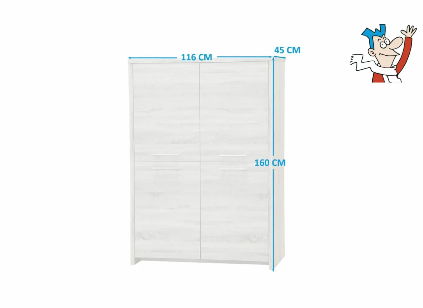 Barkast Enzo 116cm - decor - eik sonomagrijs