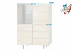 Barkast Palacio 125cm - eik massief & decor - naturel