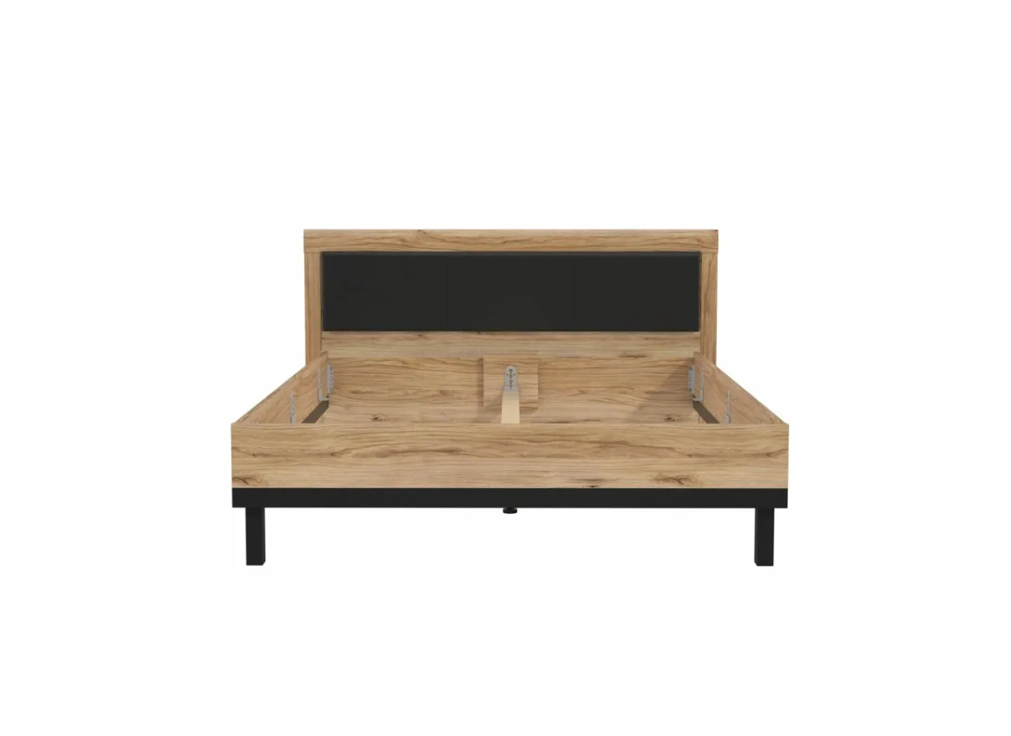 Bed Dalate 160x200cm - decor - kastanje eik & mat zwart