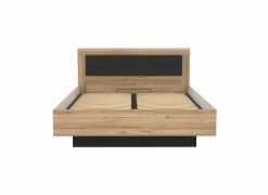 Bed Dalate 160x200cm - decor - kastanje eik & mat zwart met opbergruimte