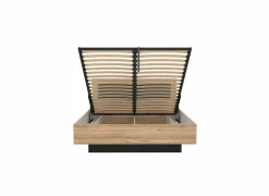 Bed Dalate 160x200cm - decor - kastanje eik & mat zwart met opbergruimte