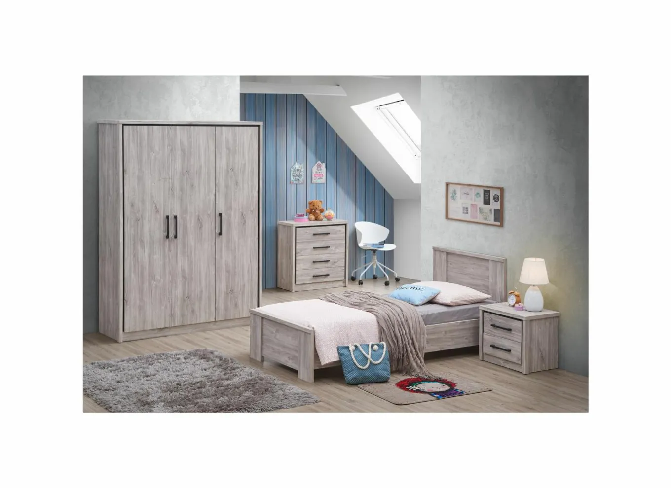 Bed Elias 90x200cm - decor - grijze eik