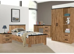 Bed Esra 90x200cm - decor - industrial oak & black concrete