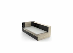 Bed Life 90x190/200cm - decor - kronberg eik & zwart met opbergruimte