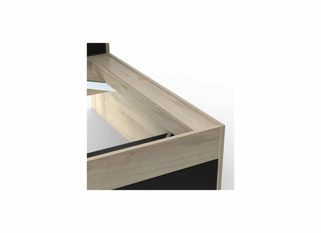 Bed Life 90x190/200cm - decor - kronberg eik & zwart met opbergruimte