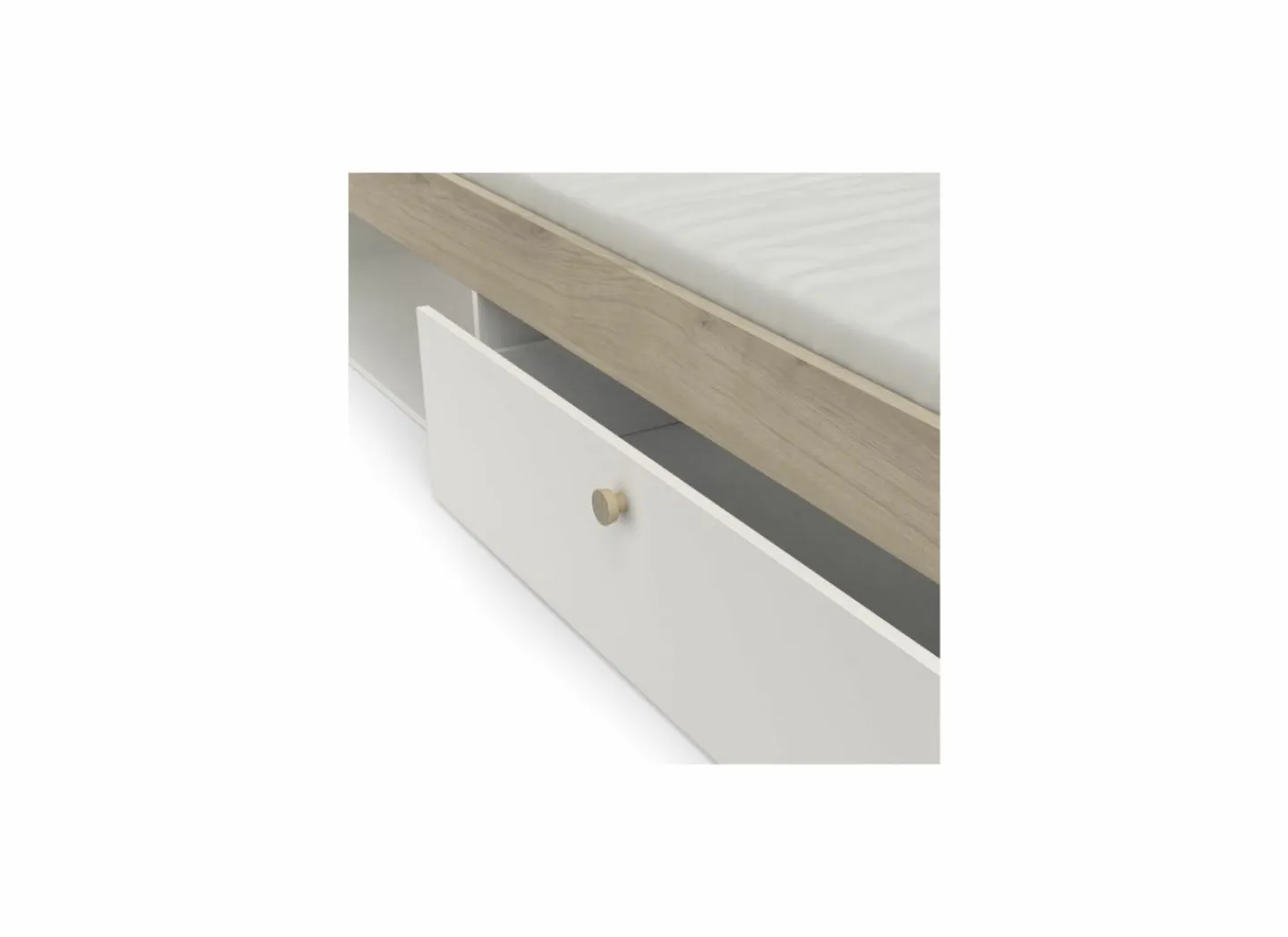 Bed Life 90x190/200cm - decor - kronberg eik & wit met opbergruimte