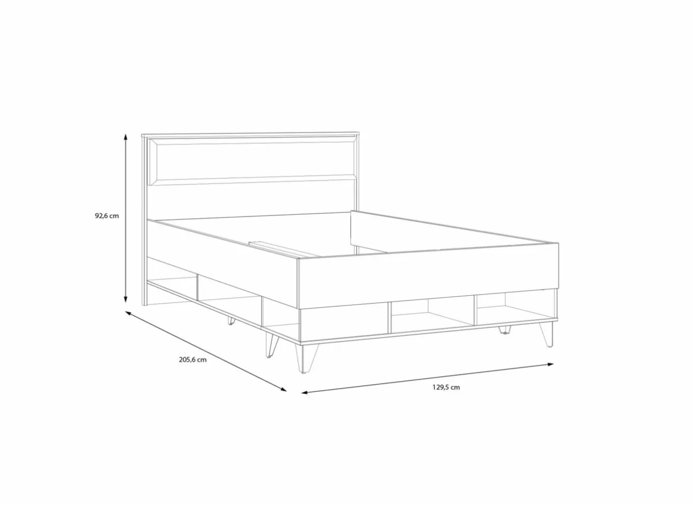 Bed Lya 120x200cm - decor - cabezone oak & mauvella oak met opbergruimte