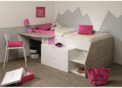 Bed Milky 90x200cm - decor - grijs & wit met opbergruimte