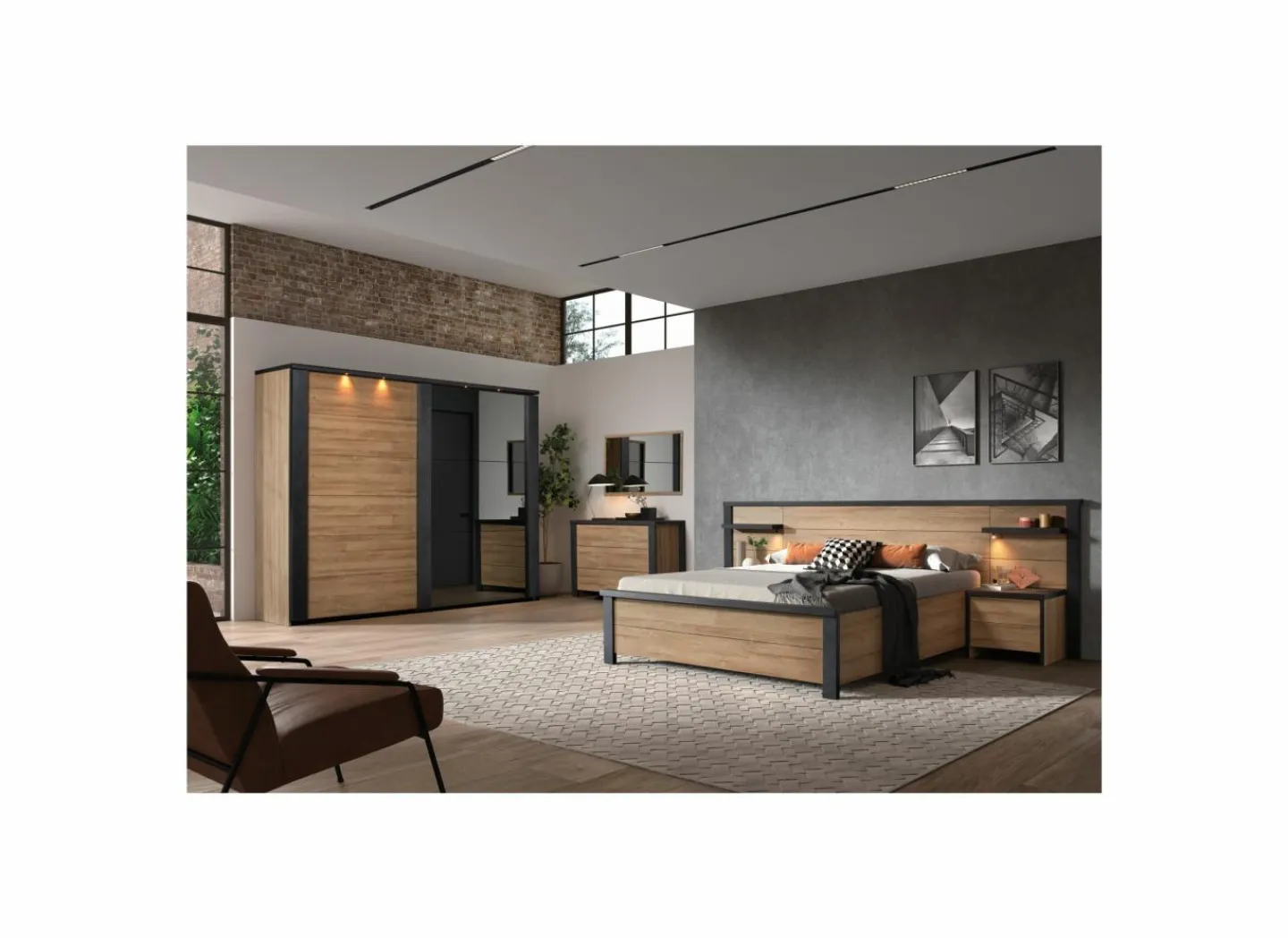 Bed Phaedra 160x200cm - decor - Franse eik & nox