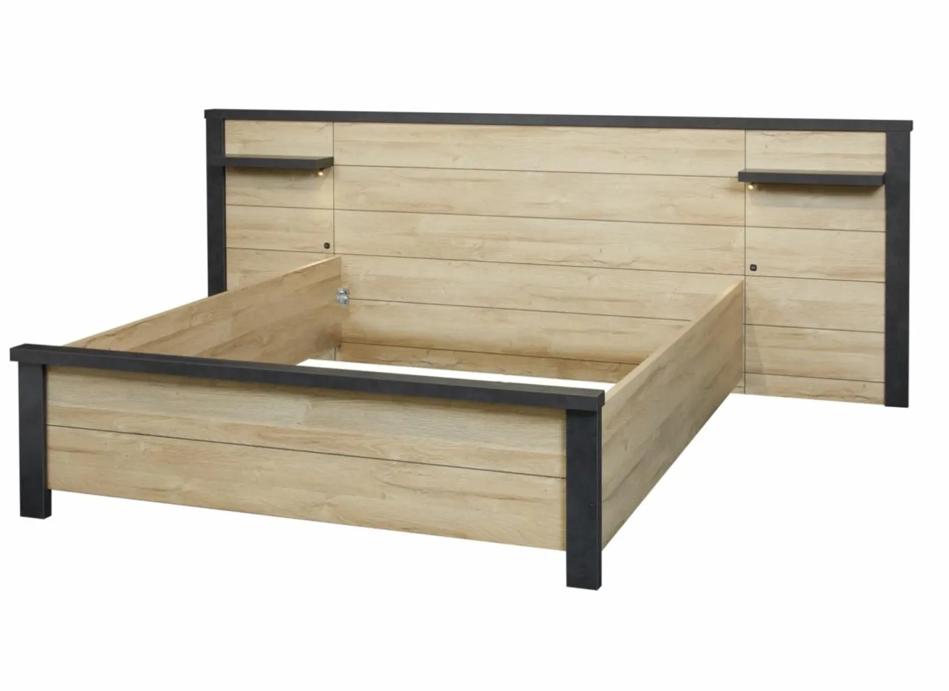 Bed 160x200cm - decor - Franse eik & nox met zijwanden