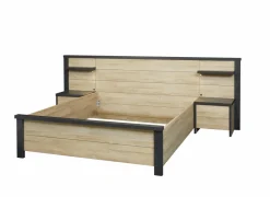 Bed 160x200cm - decor - Franse eik & nox met zijwanden