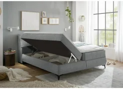 Bedbox Atlantis 180x200cm - stof - grijs met opbergruimte
