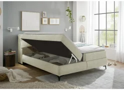 Bedbox Atlantis 180x200cm - stof - ivoor met opbergruimte