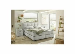 Bedbox Nagol A 160x200cm - stof - beige met opbergruimte