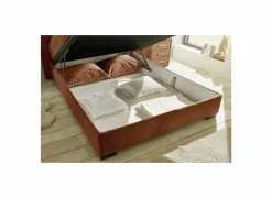 Bedbox Nagol A 140x200cm - stof - cognac met opbergruimte