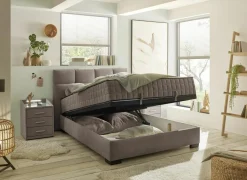 Bedbox Nagol A 140x200cm - stof - stone met opbergruimte