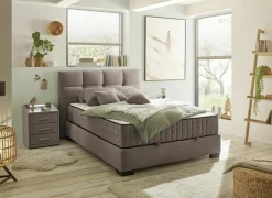 Bedbox Nagol A 140x200cm - stof - stone met opbergruimte