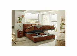 Bedbox Nagol A 160x200cm - stof - cognac met opbergruimte