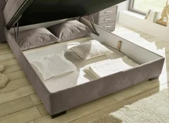 Bedbox Nagol A 160x200cm - stof - stone met opbergruimte