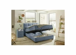 Bedbox Nagol A 140x200cm - stof - blauw met opbergruimte