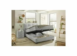 Bedbox Nagol A 140x200cm - stof - zilver met opbergruimte