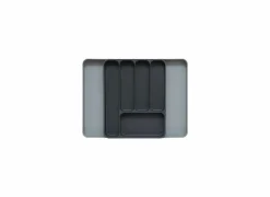 Bestekbak XL uitschuifbaar 39,5x31cm - kunststof - grijs