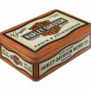 Bewaardoos Harley Davidson 24x16x6cm - metaal - oranje & wit