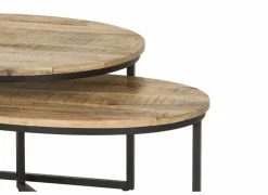 Bijzettafel Andromeda 70x90cm - hout massief - bruin - set van 2