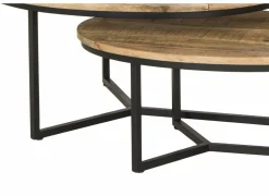 Bijzettafel Andromeda 70x90cm - hout massief - bruin - set van 2