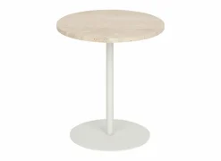 Bijzettafel Celen Ø40cm - travertijn & staal - wit & beige