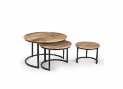 Bijzettafel Celeste Ø70cm - mango massief - naturel - set van 3