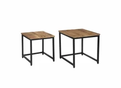 Bijzettafel Cilou 45x45cm - mango massief - naturel - set van 2