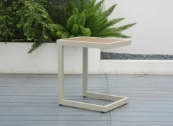 Bijzettafel Nirvana 40x32x45cm - aluminium/polywood - greige