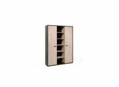 Boekenkast Capo 2 160x40x216cm - melamine - kastanje & zwart