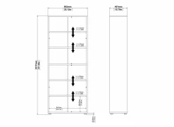 Boekenrek Prima 89x40x222cm - decor - wit