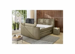 Boxspring Belair Max 180x200cm - stof - modder  met tv-lift en opbergruimte