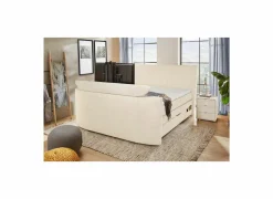 Boxspring Belair Mix 180x200cm - stof - ecru met tv-lift en opbergruimte