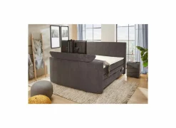 Boxspring Belair Mix 180x200cm - stof - antraciet met tv-lift en opbergruimte