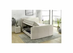 Boxspring Belair Mix 180x200cm - stof - beige met tv-lift en opbergruimte