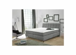 Boxspring Gitta 140x200cm - stof - lichtgrijs