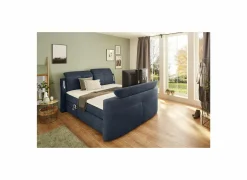 Boxspring Moviestar Max 180x200cm - stof - blauw met tv-lift