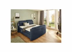 Boxspring Moviestar Max 180x200cm - stof - blauw met tv-lift